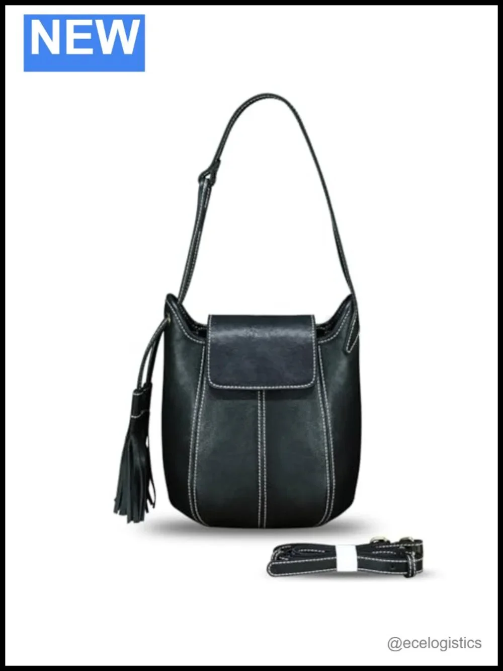 Genuine Leather Hobo Satchel Purse with Tassel